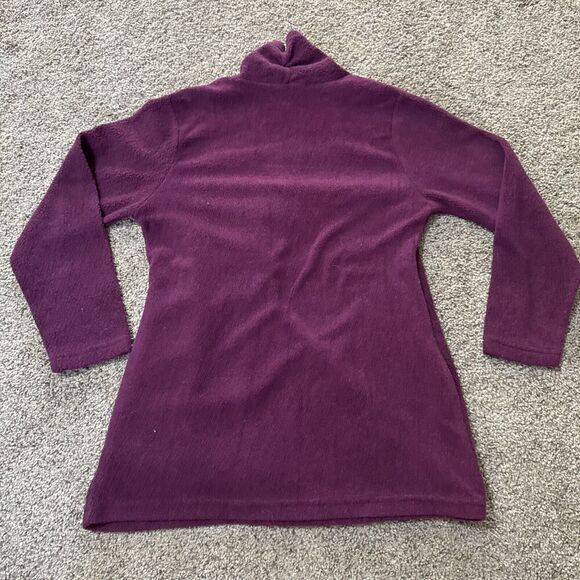 SOFT SURROUNDINGS Size Petite XS Wrap Purple Ruched Sweater Top Fleece V Neck - Picture 10 of 11